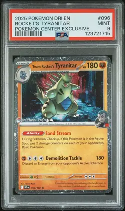 PSA 9 Team Rocket’s Tyranitar 2025 Pokemon Center DRI EN-Destined Rivals #096 - Image 1