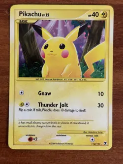 Pokemon TCG Pikachu 112/111 Rising Rivals Secret Rare Holo - Image 1
