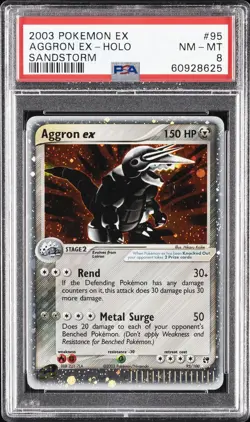 2003 POKEMON EX SANDSTORM #95 AGGRON EX-HOLO PSA 8 - Image 1