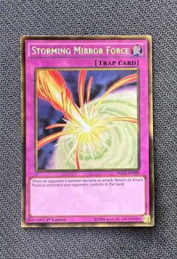 Yugioh Storming Mirror Force 1st Edition Gold Ultra Rare PGL3-EN099 NM - Image 1