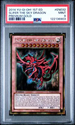 2014 YU-GI-OH! PREM GOLD 1ST ED #EN032 SLIFER THE SKY DRAGON PSA 9 - Image 1