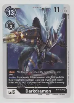 2021 Digimon Card Game - Great Legend Rare Darkdramon #BT4-074 - Image 1