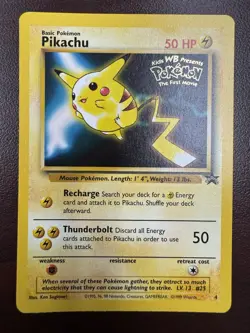 Pokemon Pikachu Black Star Promo Card WB Movie Promo, WOTC - LP+ - Image 1