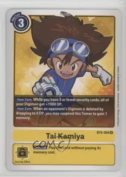 2021 Digimon Card Game - Great Legend Rare Tai Kamiya #BT4-094 - Image 1