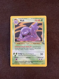 Pokemon TCG Muk Holo Rare Card 13/62 Fossil Set Moderately Played - Image 1