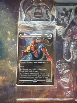 Magic the Gathering Battle Damage Spiderman (CARD ONLY) from Marvel Legends - Image 1