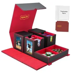 Commander Deck Box for MTG/TCG Sports Cards, 5 in 1 Trading Card black red - Image 1