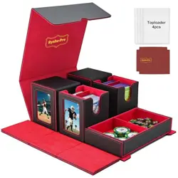 Commander Deck Box for MTG/TCG Sports Cards, 5 in 1 Trading Card black red - Image 3