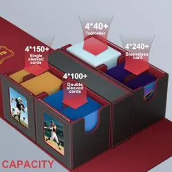 Commander Deck Box for MTG/TCG Sports Cards, 5 in 1 Trading Card black red - Image 4