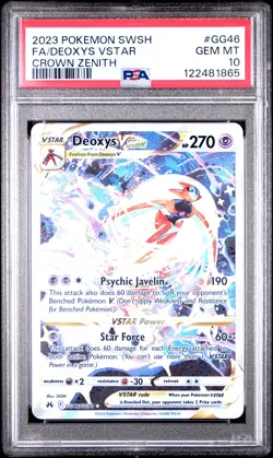 2023 POKEMON SWORD & SHIELD CROWN ZENITH #GG46 FULL ART/DEOXYS VSTAR PSA 10 - Image 1