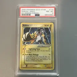 2005 POKEMON EX UNSEEN FORCES GOLD STAR #114 RAIKOU-HOLO PSA 8 - Image 1