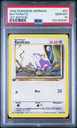 PSA 10 RATTFRATZ 61 BASE SET GERMAN 1ST EDITION POKEMON - Image 1
