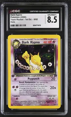 CGC 8.5 Dark Hypno Team Rocket 1st Edition 9/82 Holo Pokemon Card - Image 1