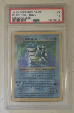 !Vintage 1999 Pokemon Game Blastoise Holo Shadowless #2 Graded Trading Card PSA3 - Image 1