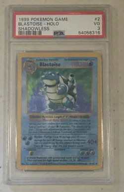 !Vintage 1999 Pokemon Game Blastoise Holo Shadowless #2 Graded Trading Card PSA3 - Image 2