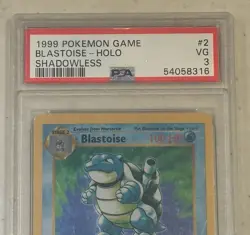!Vintage 1999 Pokemon Game Blastoise Holo Shadowless #2 Graded Trading Card PSA3 - Image 3