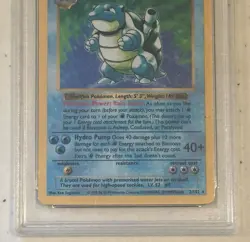 !Vintage 1999 Pokemon Game Blastoise Holo Shadowless #2 Graded Trading Card PSA3 - Image 4