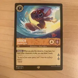 21/204 STITCH CAREFREE SURFER THE FIRST CHAPTER LEGENDARY DISNEY LORCANA CARD - Image 1