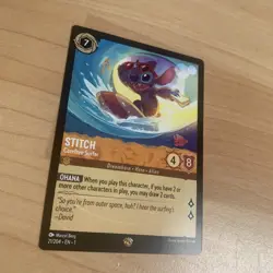 21/204 STITCH CAREFREE SURFER THE FIRST CHAPTER LEGENDARY DISNEY LORCANA CARD - Image 2