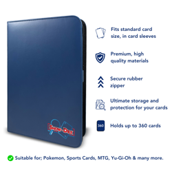 Show-Dex Trading Card Zip Binder 9 Pocket Album Folder Holds 360 Cards - Blue - Image 2