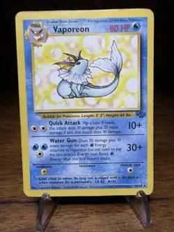 Pokemon TCG Vaporeon Card Jungle 28/64 Unlimited Rare LP-/MP+ Condition - Image 1