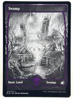 Swamp NM/M* FULL ART Innistrad Midnight Hunt ENGLISH 273/277 mtg -UnltdCards - Image 1