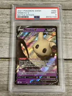 Graded PSA 9 2021 Pokemon Swsh - Mimikyu V - Battle Styles - Image 1