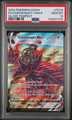 PSA 10 Gem Mint 2022 Pokemon SWSH FA/Corviknight VMAX TG19/TG30 Silver Tempest - Image 1