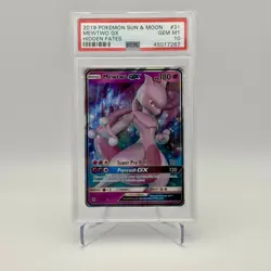 2019 Pokemon Hidden Fates Mewtwo-GX #31 PSA 10 Sun & Moon Ultra Rare - Image 1