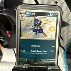 Pokemon Card Bisharp 186/091 Paldean Fates Baby Shiny Holo Rare LP Free Shipping - Image 1
