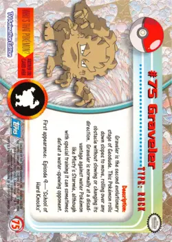 GRAVELER #75 - BLUE Logo - NON-HOLO - SERIES 1 - TOPPS Pokemon Card - LP/P - Image 2