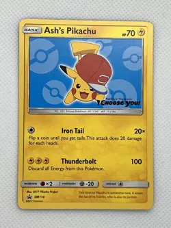 Pokemon TCG Ash's Pikachu SM114 - Black Star Promo Pokemon Card NM - Image 1