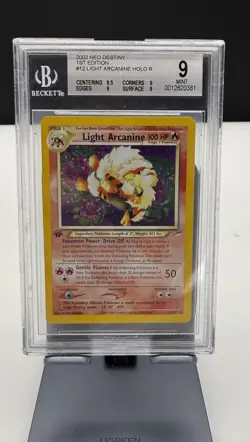 Pokemon Neo Destiny 1st Edition Holo Card Light Arcanine 12/105 BGS 9 Mint 2002 - Image 1
