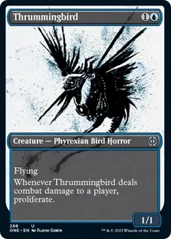 NM Showcase Foil Thrummingbird, MTG, Phyrexia: One, Magic the Gathering, 288 - Image 1