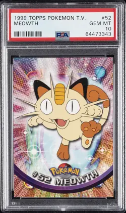 1999 TOPPS POKEMON TV #52 MEOWTH PSA 10 - Image 1