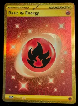Basic Fire Energy 230/197 Obsidian Flames Gold Secret Rare Pokemon Card LP - Image 1