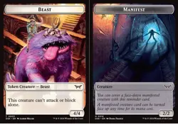 1x Beast (3) // Manifest (18) Token - Foil MTG Duskmourn: House of Horror NM Mag - Image 1