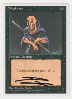 Signed Weakness MP 4th Edition Fourth Artist Douglas Shuler 1995 WOTC MTG Magic! - Image 1