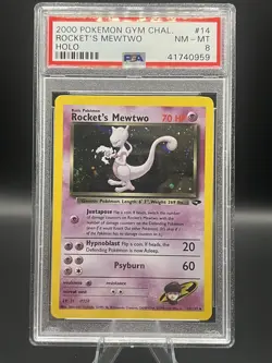 2000 Pokemon Gym Challenge Holo Rockets Mewtwo #14 PSA8 - Image 1