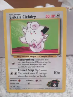 Erika's Clefairy 025/132 Gym Heroes Regular Black Star Rare WOTC Pokemon TCG LP - Image 1