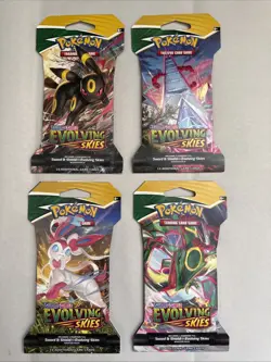 4 Sleeved Evolving Skies Full Art Set Booster Packs Pokemon TCG Sword & Shield - Image 1
