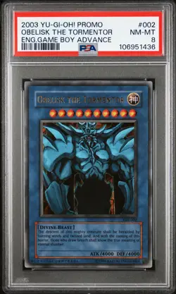 2003 YU-GI-OH! PROMO ENGLISH GAME BOY ADVANCE #002 OBELISK THE TORMENTOR PSA 8 - Image 1