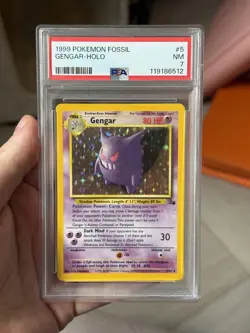 Pokemon TCG Gengar Fossil Holo Card 5/62 PSA Graded 7 - Image 1