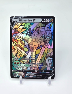 Custom HOLO STAINED GLASS Hitmonlee Card Holo Hitmonlee READ DESCRIPTION BELOW - Image 1