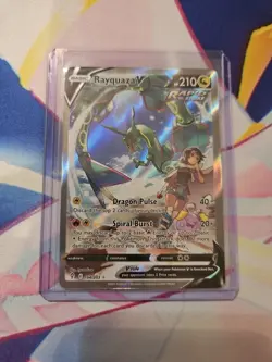 Rayquaza V Pokemon Card 210HP Rapid Strike Holo Rare TCG - Image 1
