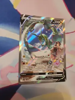 Rayquaza V Pokemon Card 210HP Rapid Strike Holo Rare TCG - Image 3