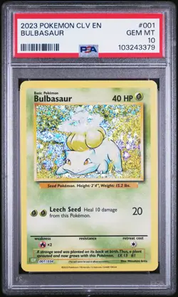 2023 POKEMON CLV-TRADING CARD GAME CLASSIC #001 BULBASAUR PSA 10 - Image 1