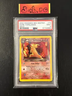 PSA 9 Dark Typhlosion Holo Rare Neo Destiny 10/105 Pokemon Card - Image 1
