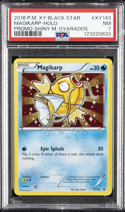 2016 POKEMON XY BLACK STAR PROMO SHINY MEGA GYARADOS #XY143 MAGIKARP-HOLO PSA 7 - Image 1