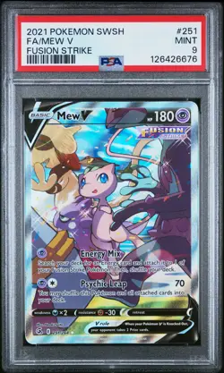 2021 POKEMON SWORD & SHIELD FUSION STRIKE #251 FULL ART/MEW V PSA 9 - Image 1